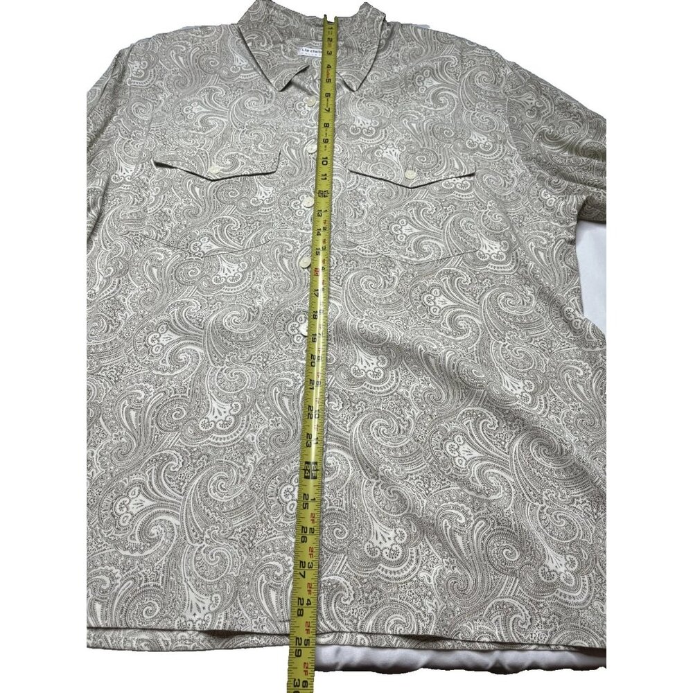Liz Claiborne Collection Cream With Brown Paisley Pattern Button Down Size 10 - Picture 8 of 12